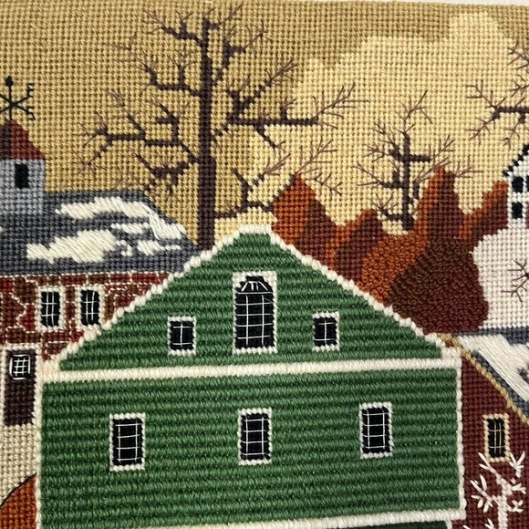 Vintage 1984 Main Street Store Front Needlepoint Handmade Cross Stitch Completed - Picture 7 of 16